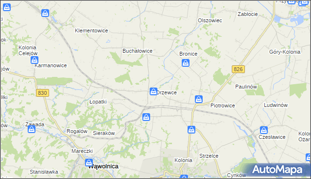 mapa Drzewce gmina Nałęczów, Drzewce gmina Nałęczów na mapie Targeo