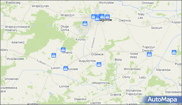 mapa Drzewce gmina Zagórów, Drzewce gmina Zagórów na mapie Targeo
