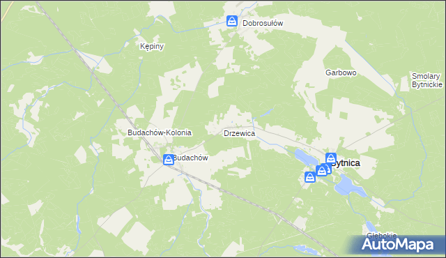 mapa Drzewica gmina Bytnica, Drzewica gmina Bytnica na mapie Targeo