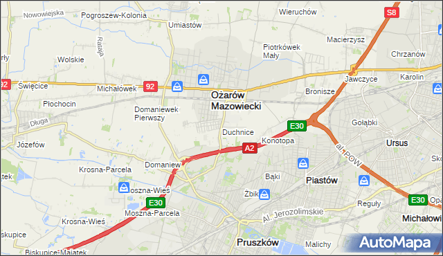 mapa Duchnice, Duchnice na mapie Targeo
