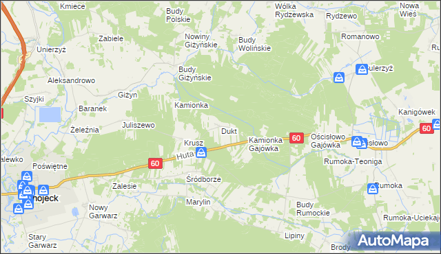 mapa Dukt, Dukt na mapie Targeo