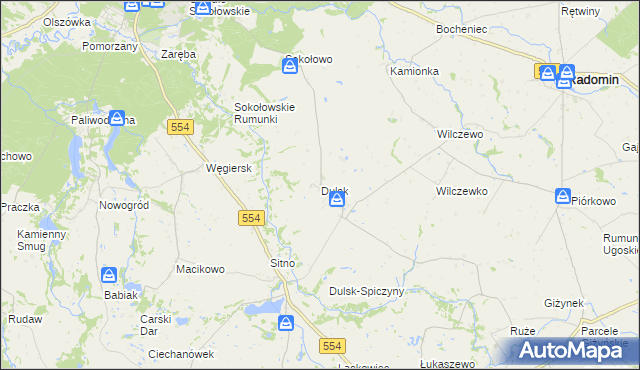 mapa Dulsk gmina Radomin, Dulsk gmina Radomin na mapie Targeo
