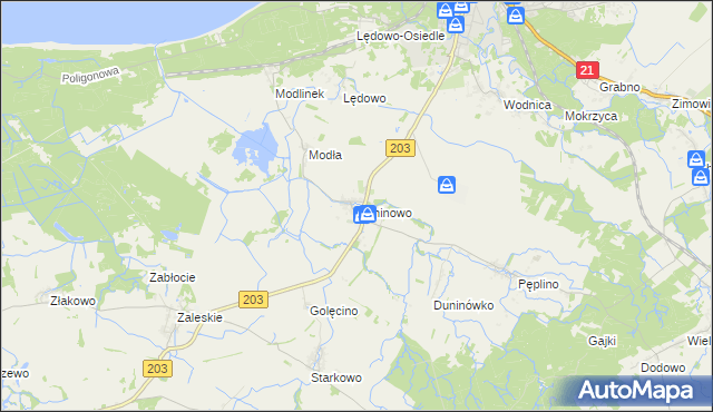 mapa Duninowo, Duninowo na mapie Targeo