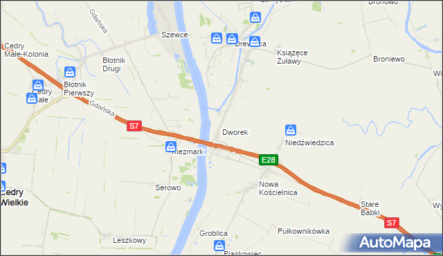 mapa Dworek gmina Stegna, Dworek gmina Stegna na mapie Targeo
