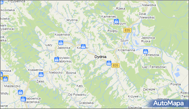 mapa Dydnia, Dydnia na mapie Targeo