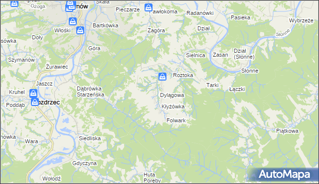 mapa Dylągowa, Dylągowa na mapie Targeo