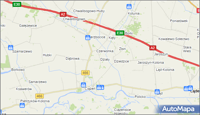 mapa Działy gmina Lądek, Działy gmina Lądek na mapie Targeo