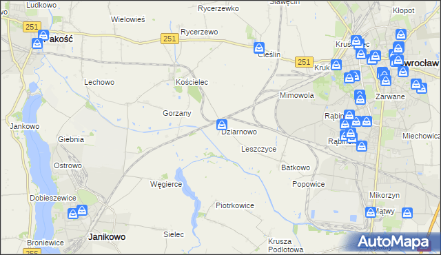 mapa Dziarnowo gmina Pakość, Dziarnowo gmina Pakość na mapie Targeo