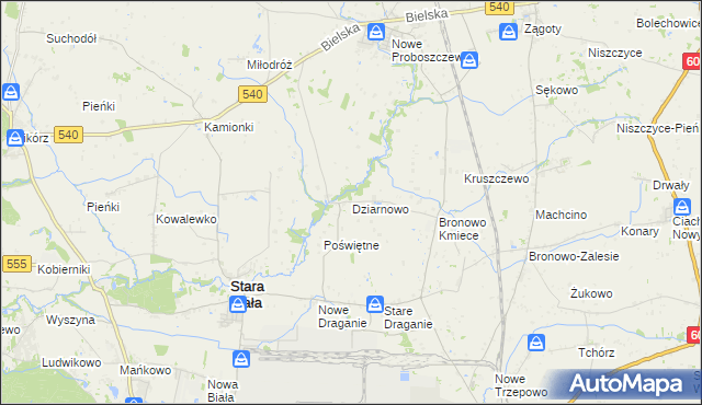 mapa Dziarnowo gmina Stara Biała, Dziarnowo gmina Stara Biała na mapie Targeo