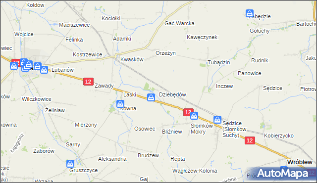 mapa Dziebędów, Dziebędów na mapie Targeo