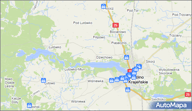 mapa Dziechowo, Dziechowo na mapie Targeo