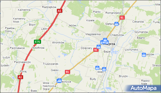 mapa Dzięciary, Dzięciary na mapie Targeo