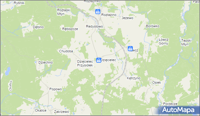 mapa Dzięcielec, Dzięcielec na mapie Targeo