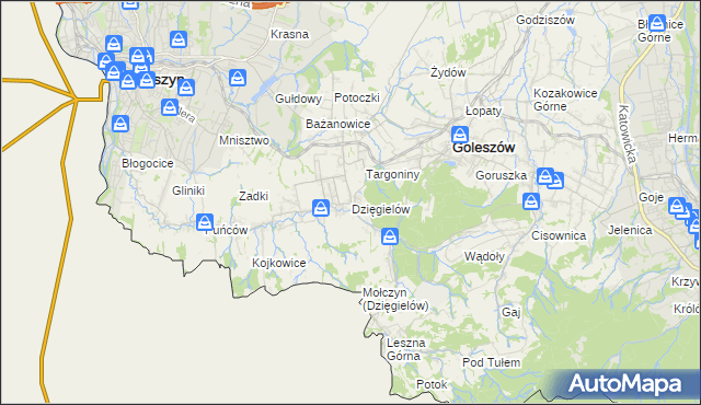 mapa Dzięgielów, Dzięgielów na mapie Targeo