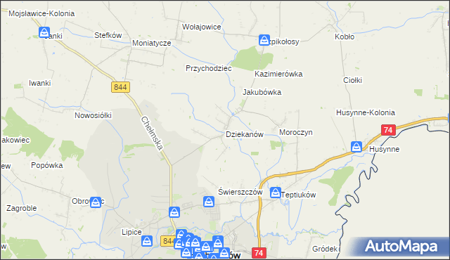 mapa Dziekanów, Dziekanów na mapie Targeo