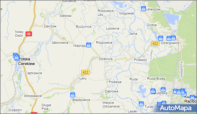 mapa Dzielnica gmina Cisek, Dzielnica gmina Cisek na mapie Targeo