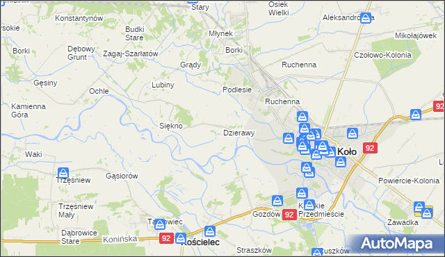 mapa Dzierawy, Dzierawy na mapie Targeo