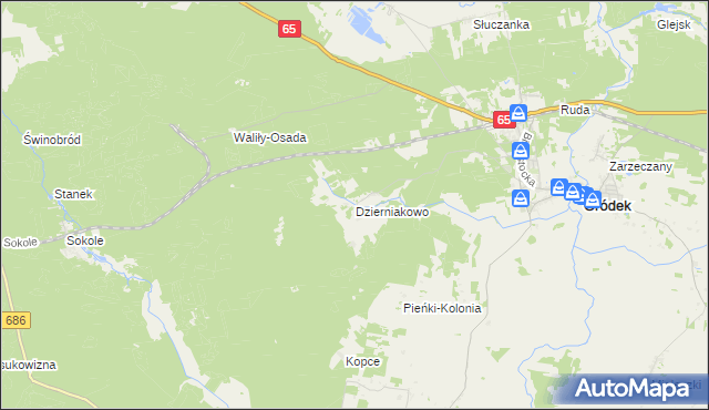 mapa Dzierniakowo, Dzierniakowo na mapie Targeo