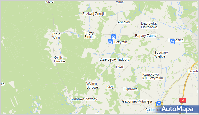 mapa Dzierzęga-Nadbory, Dzierzęga-Nadbory na mapie Targeo