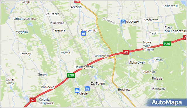mapa Dzierzgów gmina Nieborów, Dzierzgów gmina Nieborów na mapie Targeo