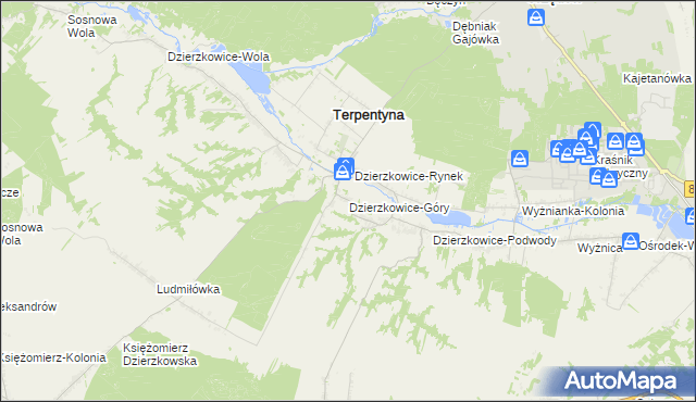 mapa Dzierzkowice-Góry, Dzierzkowice-Góry na mapie Targeo