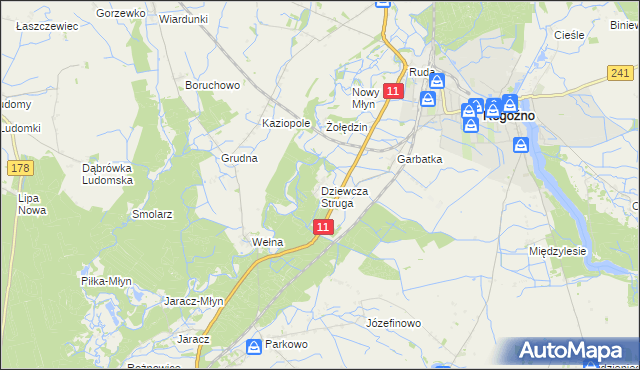 mapa Dziewcza Struga, Dziewcza Struga na mapie Targeo