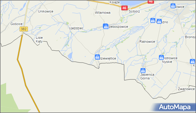 mapa Dziewiętlice, Dziewiętlice na mapie Targeo