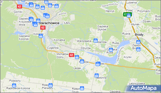 mapa Dziurów gmina Brody, Dziurów gmina Brody na mapie Targeo