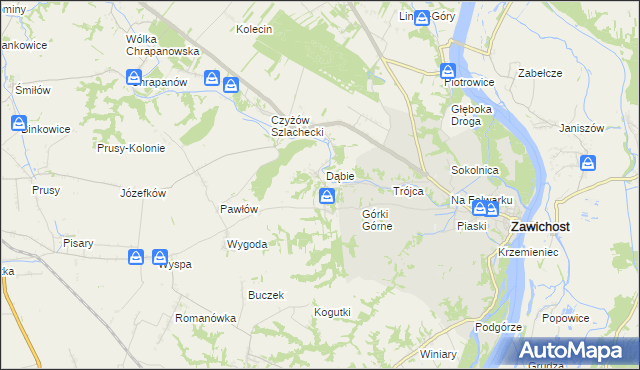 mapa Dziurów gmina Zawichost, Dziurów gmina Zawichost na mapie Targeo