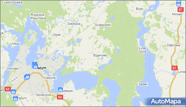 mapa Elganowo, Elganowo na mapie Targeo