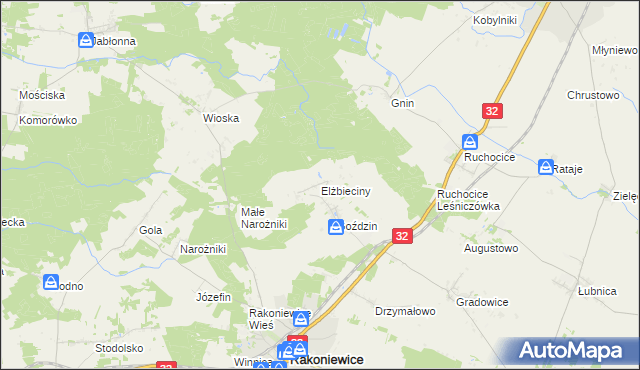 mapa Elżbieciny, Elżbieciny na mapie Targeo