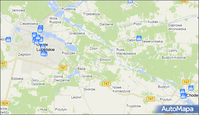 mapa Emilcin, Emilcin na mapie Targeo