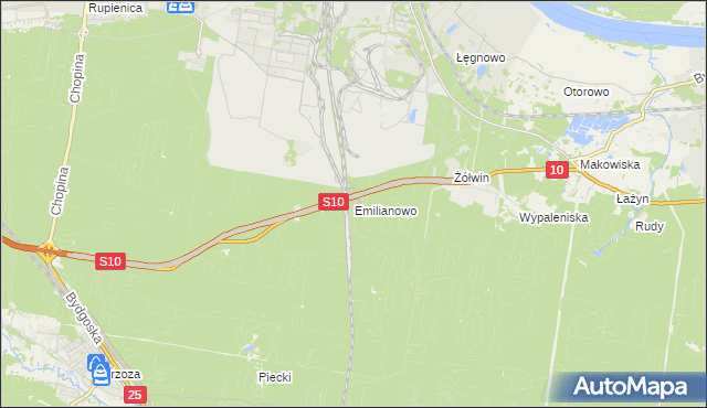 mapa Emilianowo gmina Nowa Wieś Wielka, Emilianowo gmina Nowa Wieś Wielka na mapie Targeo