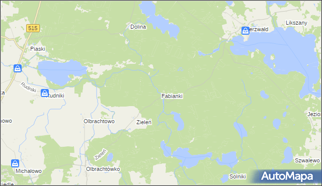 mapa Fabianki gmina Susz, Fabianki gmina Susz na mapie Targeo