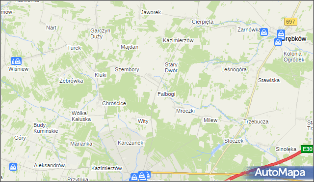 mapa Falbogi, Falbogi na mapie Targeo