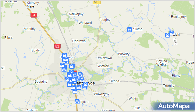 mapa Falczewo, Falczewo na mapie Targeo