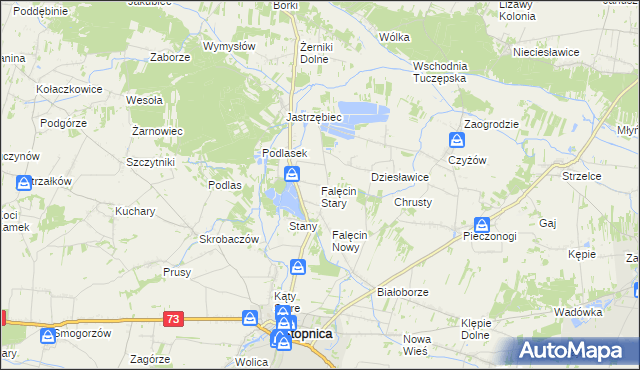 mapa Falęcin Stary, Falęcin Stary na mapie Targeo