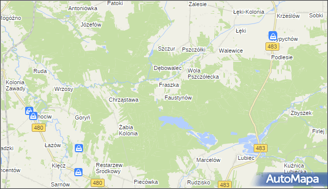 mapa Faustynów, Faustynów na mapie Targeo