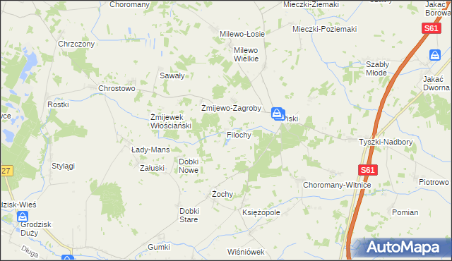 mapa Filochy, Filochy na mapie Targeo