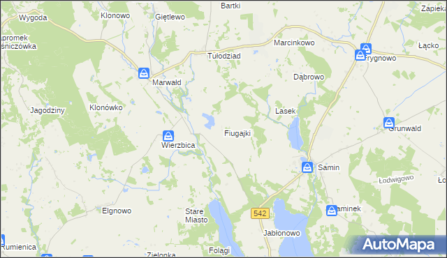 mapa Fiugajki gmina Dąbrówno, Fiugajki gmina Dąbrówno na mapie Targeo