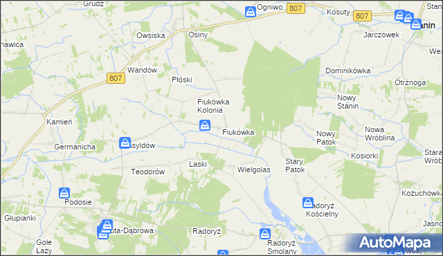 mapa Fiukówka gmina Krzywda, Fiukówka gmina Krzywda na mapie Targeo