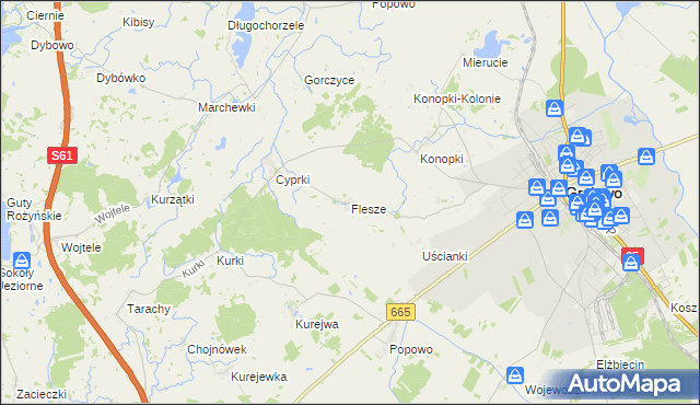 mapa Flesze, Flesze na mapie Targeo