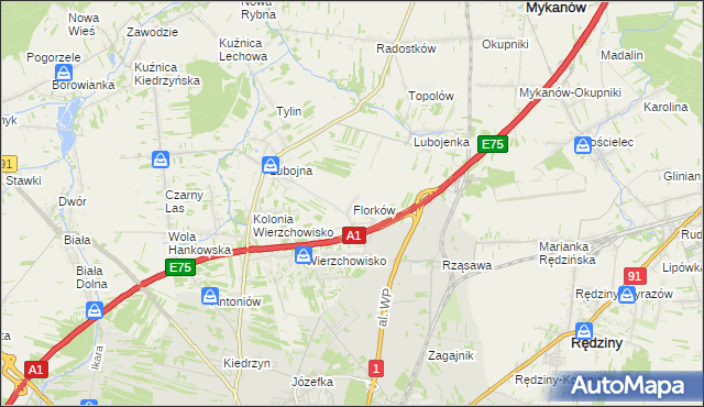 mapa Florków, Florków na mapie Targeo