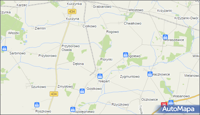 mapa Florynki, Florynki na mapie Targeo