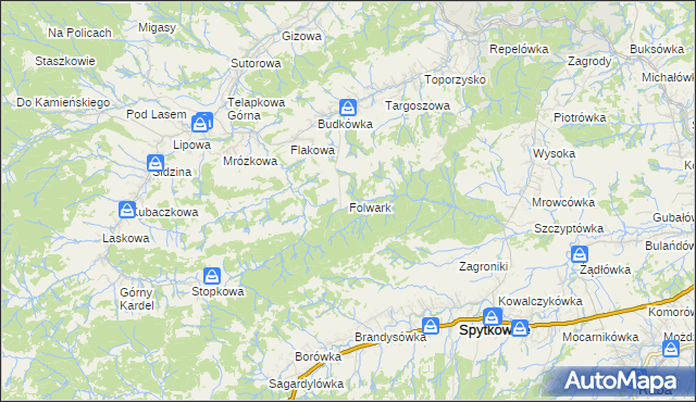 mapa Folwark gmina Jordanów, Folwark gmina Jordanów na mapie Targeo