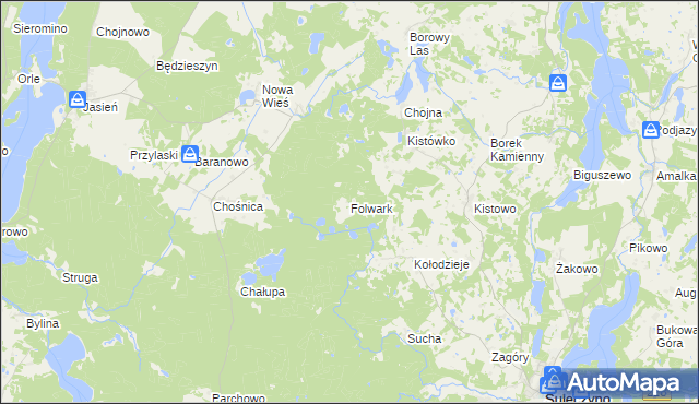 mapa Folwark gmina Parchowo, Folwark gmina Parchowo na mapie Targeo