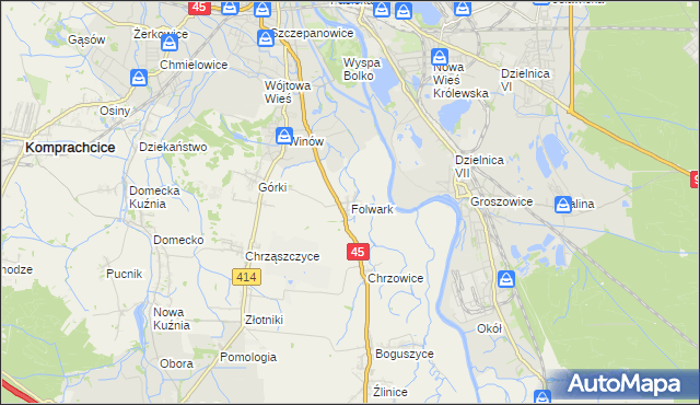 mapa Folwark gmina Prószków, Folwark gmina Prószków na mapie Targeo
