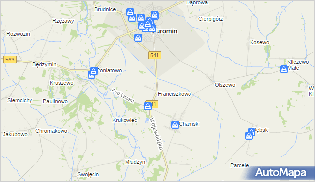 mapa Franciszkowo gmina Żuromin, Franciszkowo gmina Żuromin na mapie Targeo