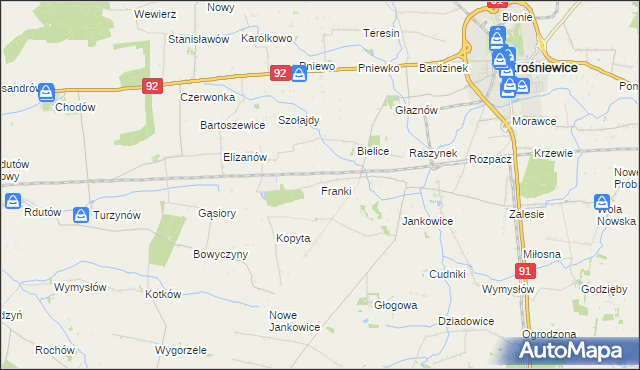 mapa Franki gmina Krośniewice, Franki gmina Krośniewice na mapie Targeo