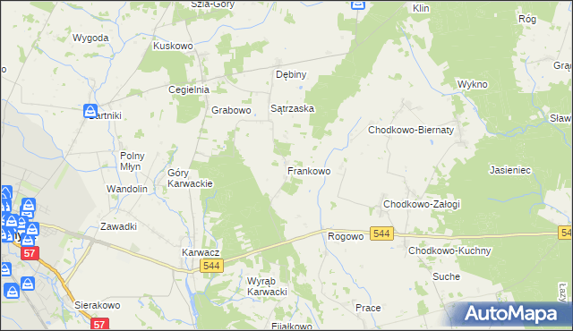 mapa Frankowo gmina Przasnysz, Frankowo gmina Przasnysz na mapie Targeo